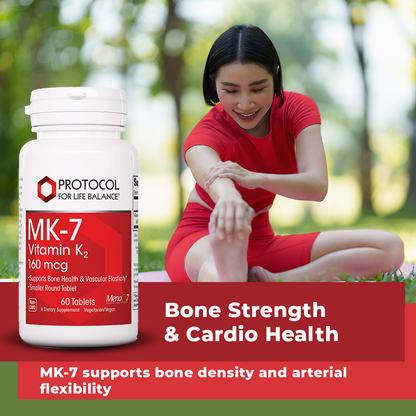 Protocol for Life Balance, MK-7 Vitamin K2, 160 mcg, 60 Tablets Bone &amp; Teeth Structure Protocol For Life Balance