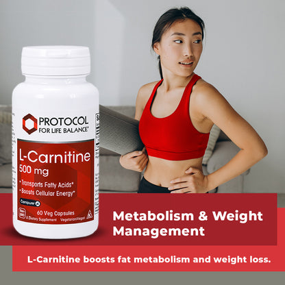 Protocol for Life Balance, L-Carnitine, 500 mg, 60 Veg Capsules - $36.90 I BLOOM CONCEPT Protocol for Life Balance, L-Carnitine, 500 mg, 60 Veg Capsules - $36.90 I BLOOM CONCEPT