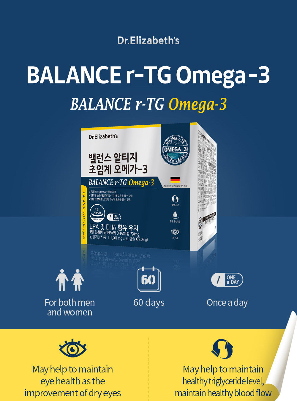 (Best by 08/24) Dr. Elizabeth’s Balance rTG Omega-3 1,201mg x 60 Capsules - for optimal health - Bloom Concept