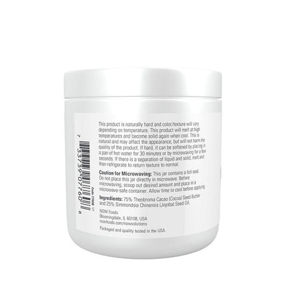 (Best by 07/25) NOW Solutions, Cocoa Butter with Jojoba Oil, Multi-Purpose Moisturizer, 6.5-Ounce (192 ml) Personal Care NOW Foods USA