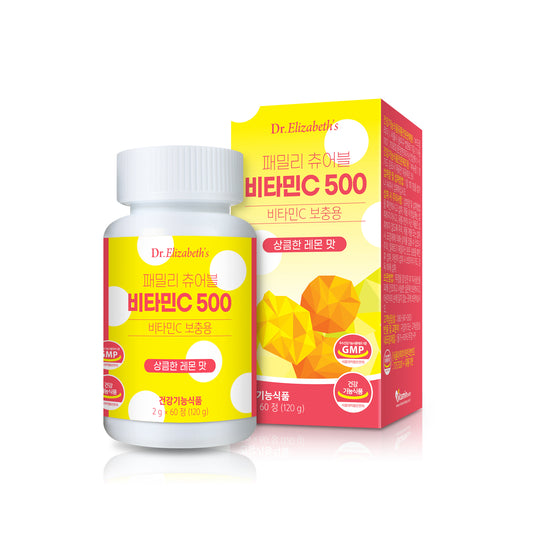 (Best by 09/24) Dr. Elizabeth’s Family Chewable Vitamin-C Lemon Flavour 500 2g x 60 tablets - for Optimal Health - Bloom Concept