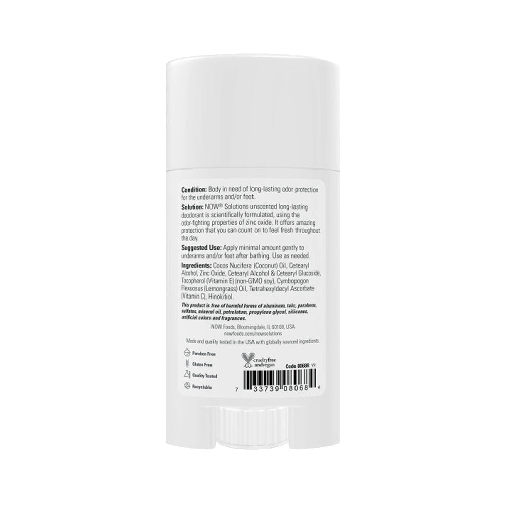 NOW Solutions, Long Lasting Deodorant, Unscented, Paraben & Aluminum Free, 2.2-Ounce (62 g) - Bloom Concept