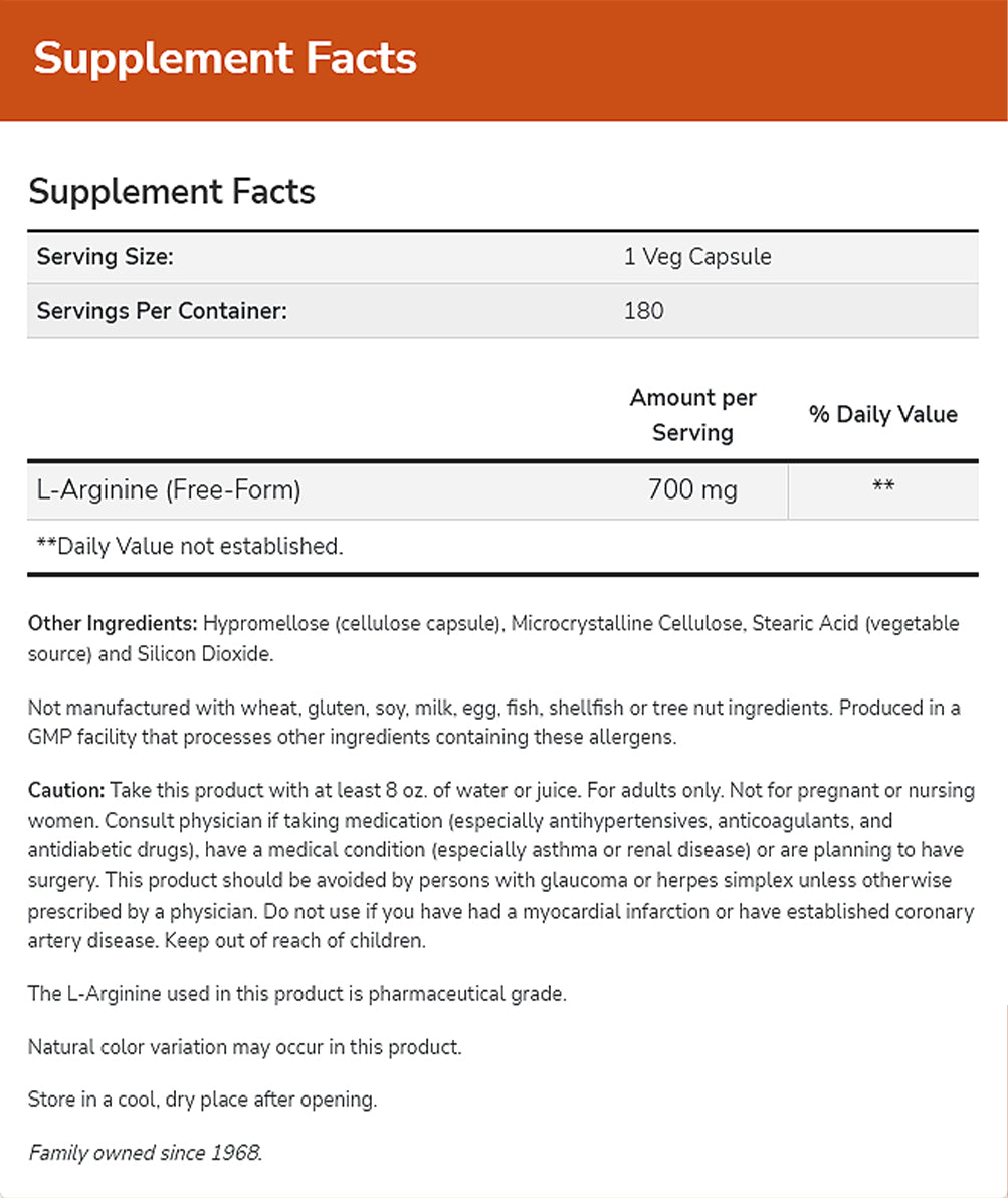 NOW Supplements, L-Arginine 700 mg, Nitric Oxide Precursor*, Amino Acid, 180 Veg Capsules - Bloom Concept