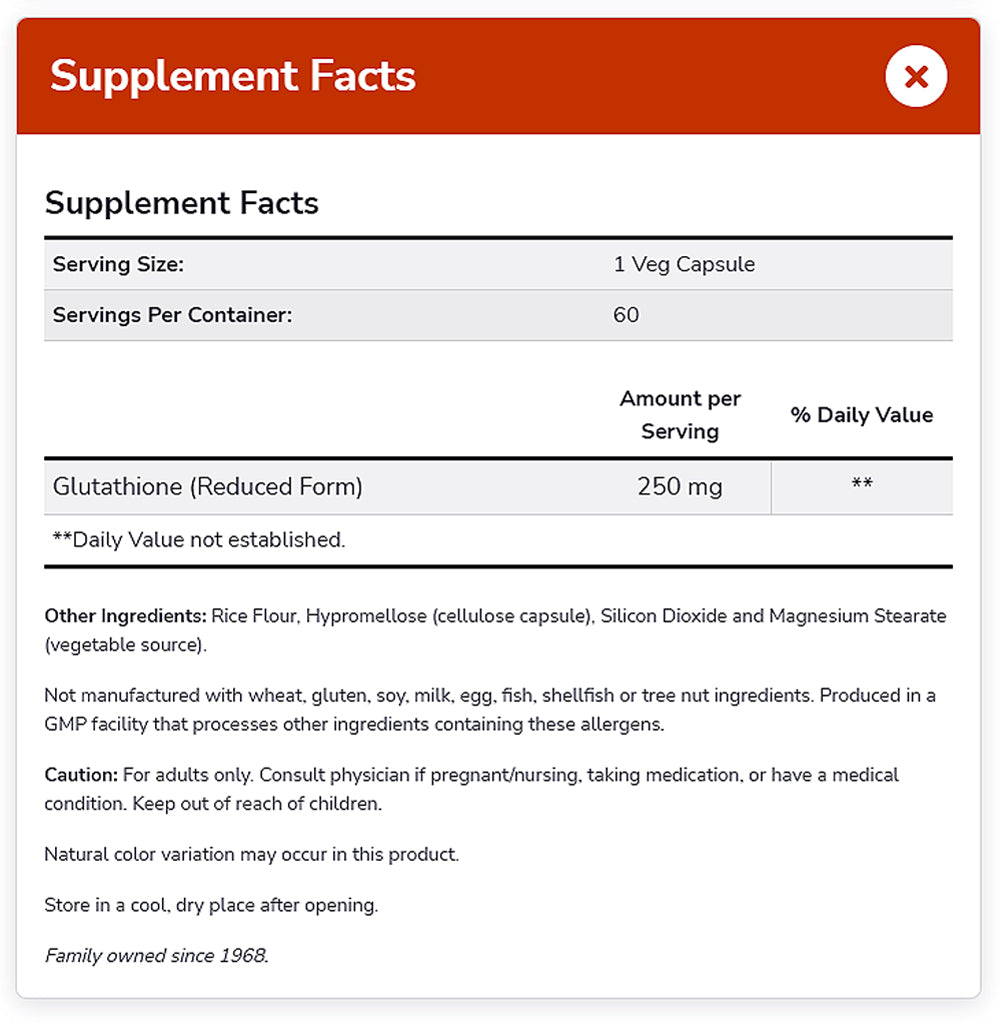 NOW Supplements, Glutathione 250 mg, Detoxification Support, Free Radical Neutralizer*, 60 Veg Capsules - Bloom Concept