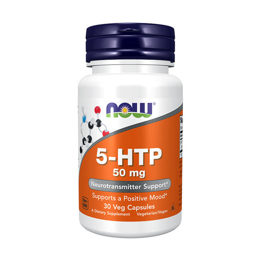 NOW Supplements, 5-HTP (5-hydroxytryptophan) 50 mg, Neurotransmitter Support*, 30 Veg Capsules - Bloom Concept