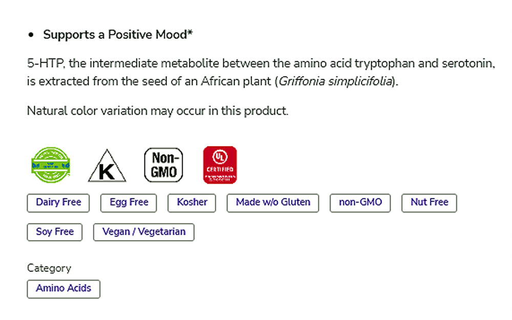 NOW Supplements, 5-HTP (5-hydroxytryptophan) 50 mg, Neurotransmitter Support*, 30 Veg Capsules - Bloom Concept