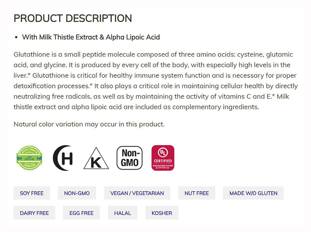 NOW Supplements, Glutathione 500 mg, With Milk Thistle Extract & Alpha Lipoic Acid, Free Radical Neutralizer*, 60 Veg Capsules - $56.90 I BLOOM CONCEPT NOW Supplements, Glutathione 500 mg, With Milk Thistle Extract & Alpha Lipoic Acid, Free Radical Neutralizer*, 60 Veg Capsules - $56.90 I BLOOM CONCEPT