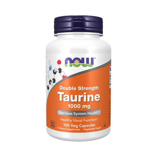 NOW Supplements, Taurine 1,000 mg, Double Strength, Nervous System Health*, 100 Veg Capsules - Bloom Concept