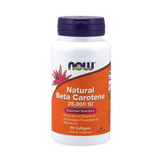 NOW Supplements, Natural Beta Carotene 25,000 IU, Essential Nutrition, 90 Softgels - Bloom Concept