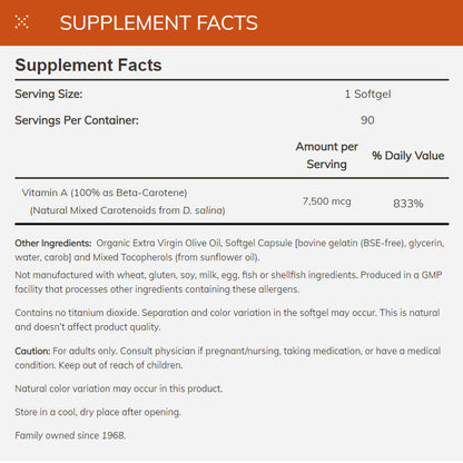 NOW Supplements, Natural Beta Carotene 25,000 IU, Essential Nutrition, 90 Softgels Vitamins &amp; Supplements NOW Foods USA