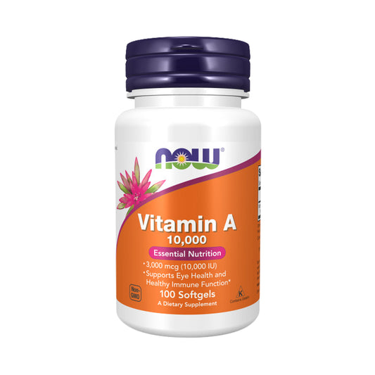 NOW Supplements, Vitamin A 10,000 IU, Eye Health*, Essential Nutrition, 100 Softgels - Bloom Concept