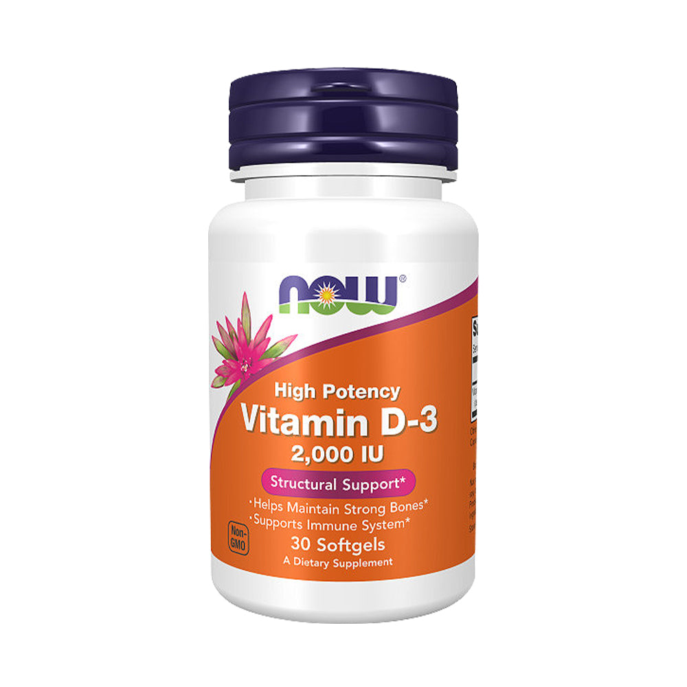 NOW Supplements, Vitamin D-3 2,000 IU, High Potency, Structural Support*, 30 Softgels - Bloom Concept