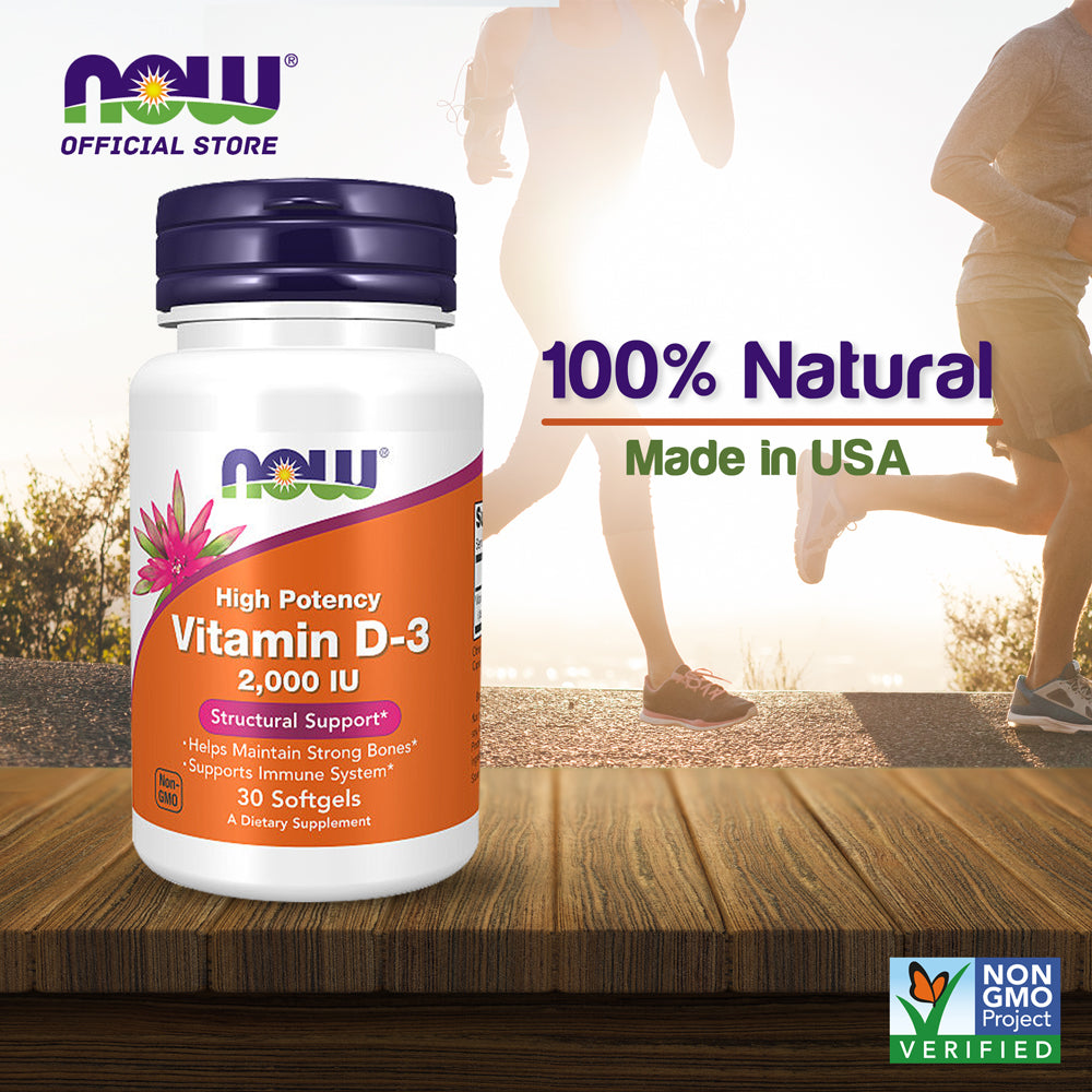 NOW Supplements, Vitamin D-3 2,000 IU, High Potency, Structural Support*, 30 Softgels - Bloom Concept