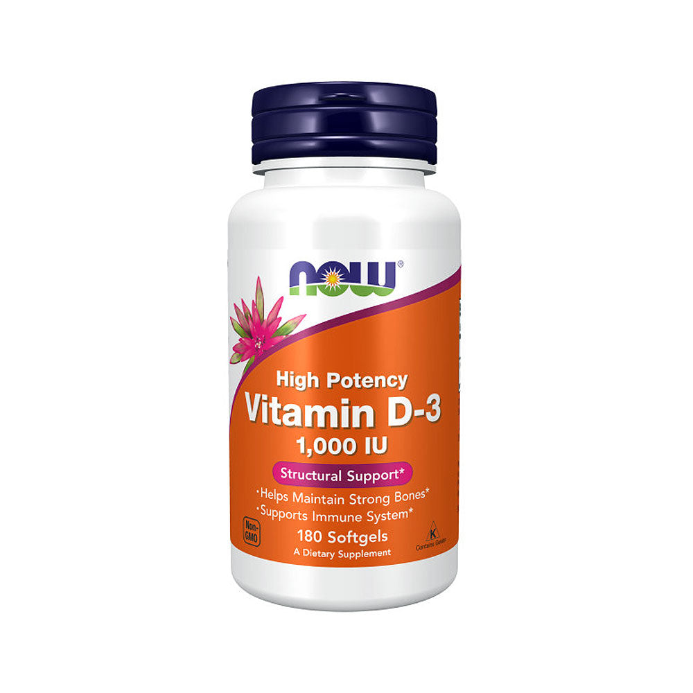 NOW Supplements, Vitamin D-3 1,000 IU, High Potency, Structural Support*, 180 Softgels - Bloom Concept