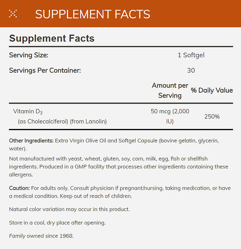 NOW Supplements, Vitamin D-3 2,000 IU, High Potency, Structural Support*, 120 Softgels - Bloom Concept