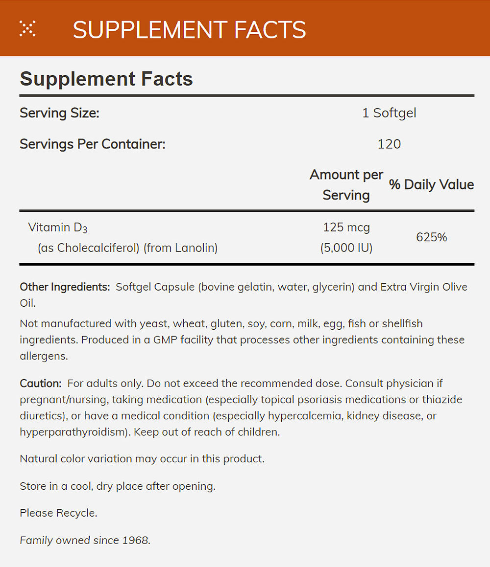 NOW Supplements, Vitamin D-3 5,000 IU, High Potency, Structural Support*, 120 Softgels - Bloom Concept