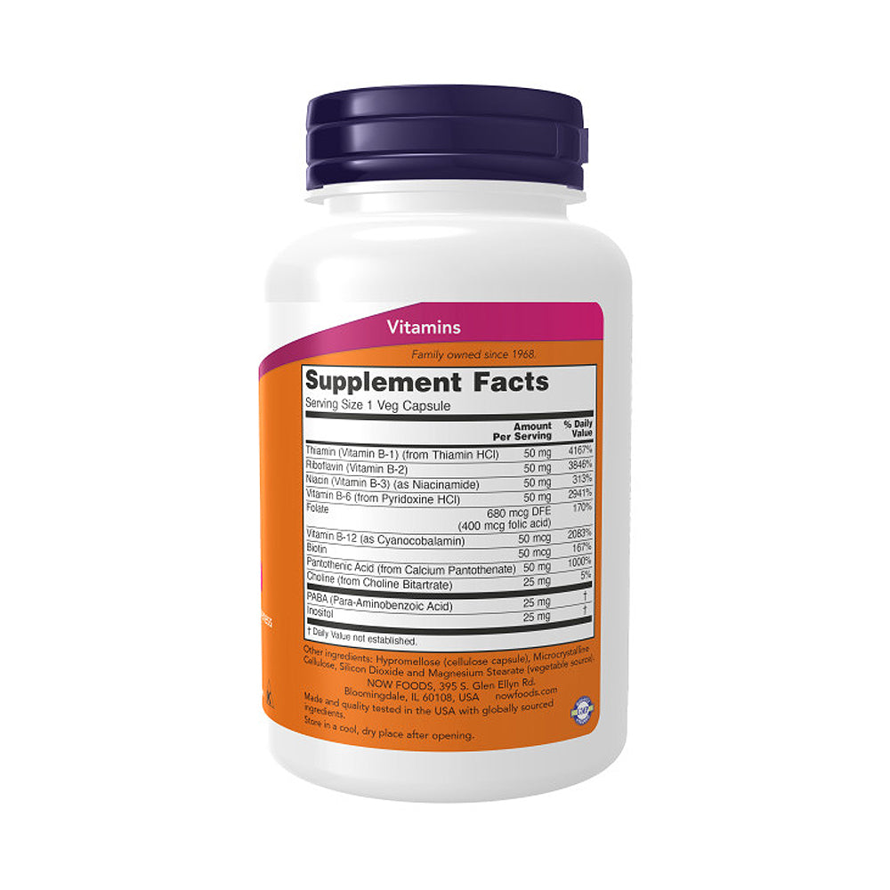 NOW Supplements, Vitamin B-50 mg, Energy Production*, Nervous System Health*, 100 Veg Capsules Vitamins &amp; Supplements NOW Foods USA