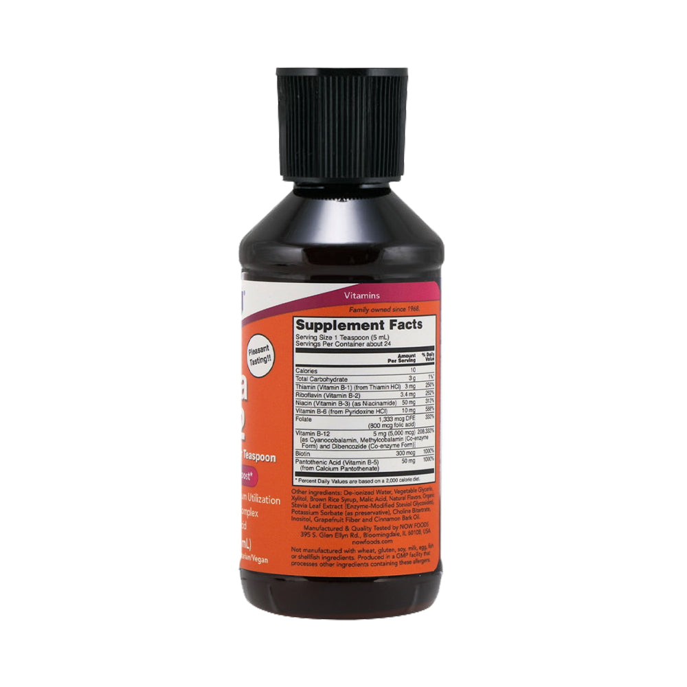 NOW Supplements, Ultra B-12, Liquid, 800 mcg Folic Acid, Cellular Energy Production*, 4-Ounce (118 ml) - Bloom Concept