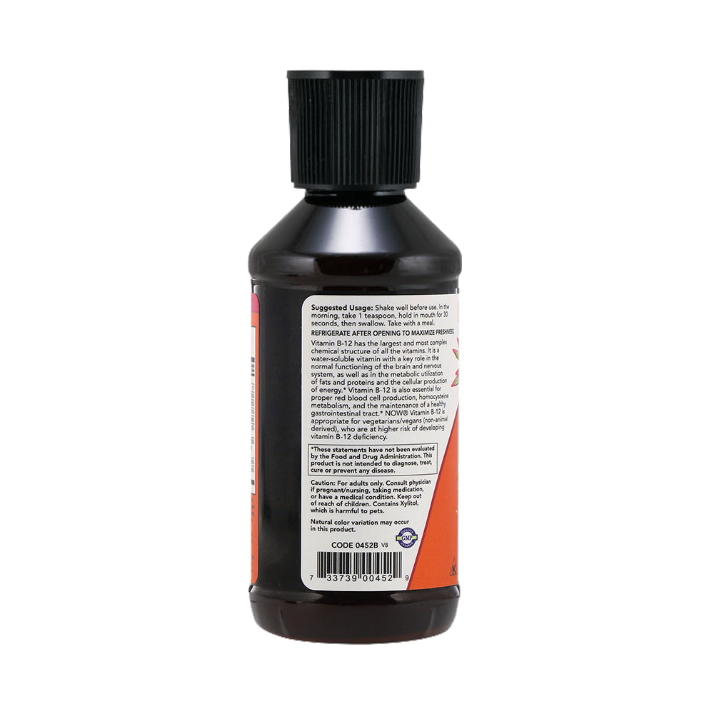 NOW Supplements, Ultra B-12, Liquid, 800 mcg Folic Acid, Cellular Energy Production*, 4-Ounce (118 ml) - Bloom Concept