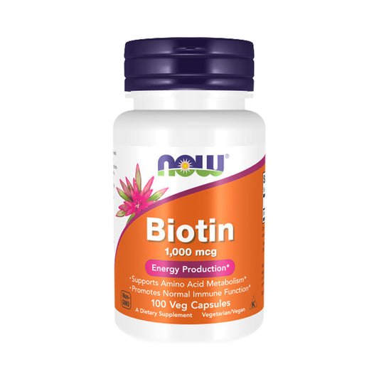 NOW Supplements, Biotin 1,000 mcg, Amino Acid Metabolism*, Energy Production*, 100 Capsules - Bloom Concept