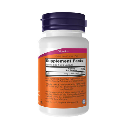 NOW Supplements, Biotin 1,000 mcg, Amino Acid Metabolism*, Energy Production*, 100 Capsules Vitamins &amp; Supplements NOW Foods USA