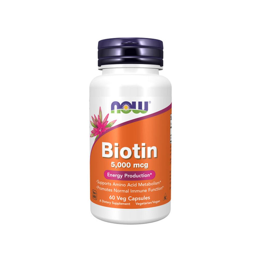 NOW FOODS Supplements, Biotin 5,000 mcg, Amino Acid Metabolism*, Energy Production*, 60 Veg Capsules Vitamins &amp; Supplements NOW Foods USA
