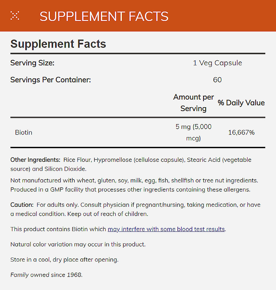 NOW Supplements, Biotin 5,000 mcg, Amino Acid Metabolism*, Energy Production*, 120 Veg Capsules - Bloom Concept