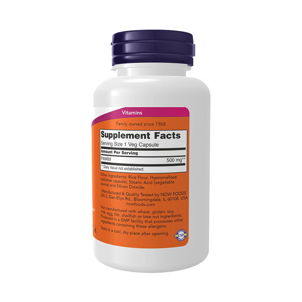 NOW Supplements, Inositol 500 mg, Healthy Membrane Function*, Cellular Health*, 100 Veg Capsules Vitamins &amp; Supplements NOW Foods USA
