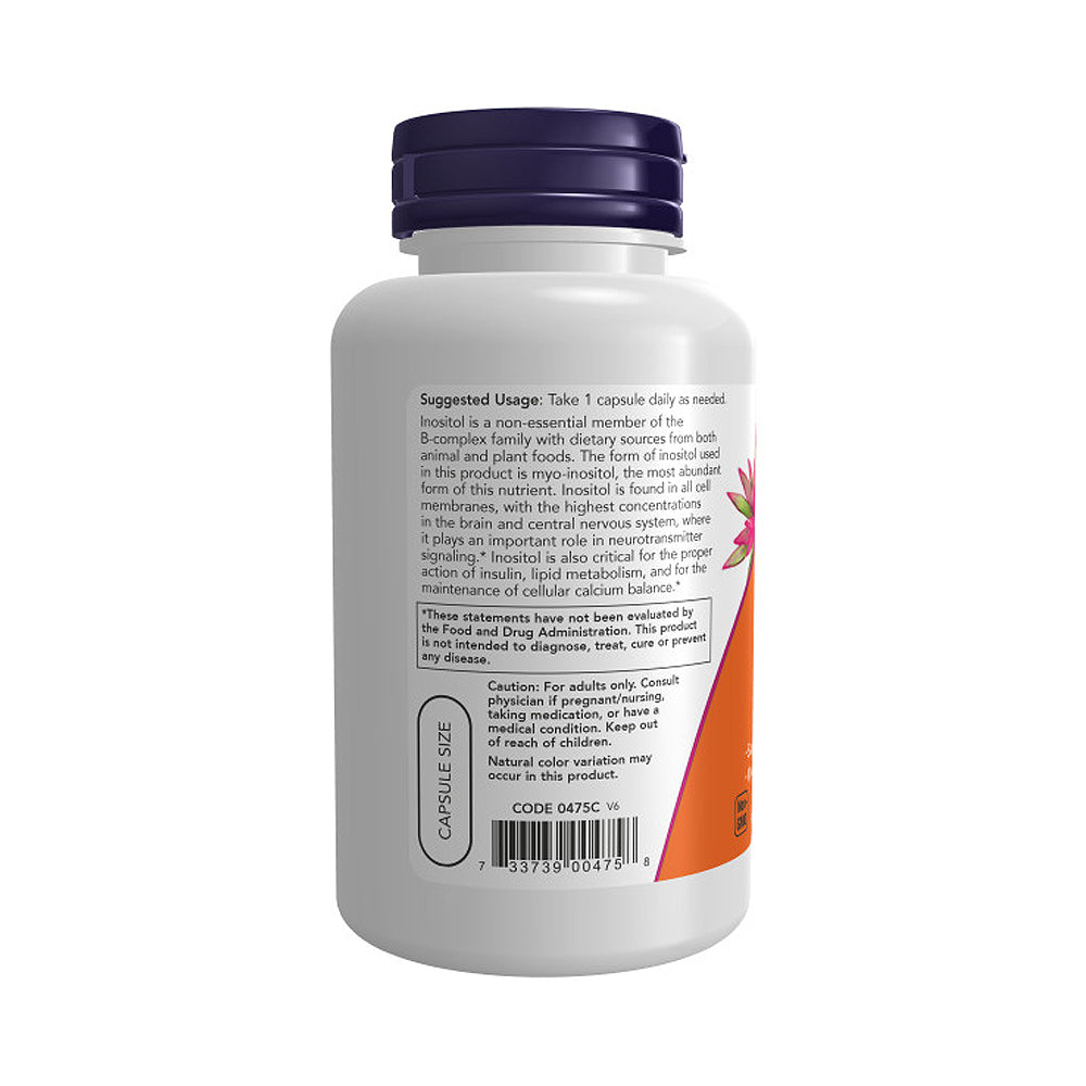 NOW Supplements, Inositol 500 mg, Healthy Membrane Function*, Cellular Health*, 100 Veg Capsules Vitamins &amp; Supplements NOW Foods USA