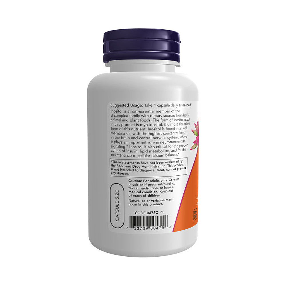 NOW Supplements, Inositol 500 mg, Healthy Membrane Function*, Cellular Health*, 100 Veg Capsules - Bloom Concept