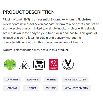 NOW Supplements, Niacin (Vitamin B-3) 250 mg, Flush-Free, Nutritional Health, 90 Veg Capsules Vitamins &amp; Supplements NOW Foods USA
