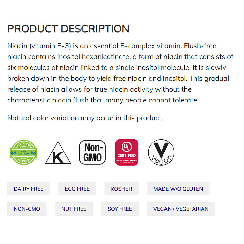 NOW Supplements, Niacin (Vitamin B-3) 250 mg, Flush-Free, Nutritional Health, 90 Veg Capsules - Bloom Concept