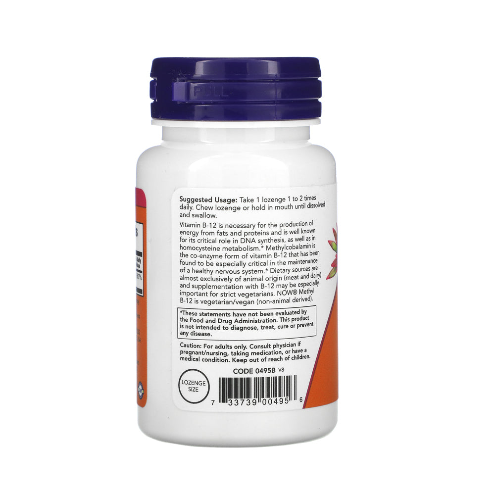 NOW Supplements, Methyl B-12 (Methylcobalamin) 1,000 mcg, Nervous System Health*, 100 Lozenges - Bloom Concept