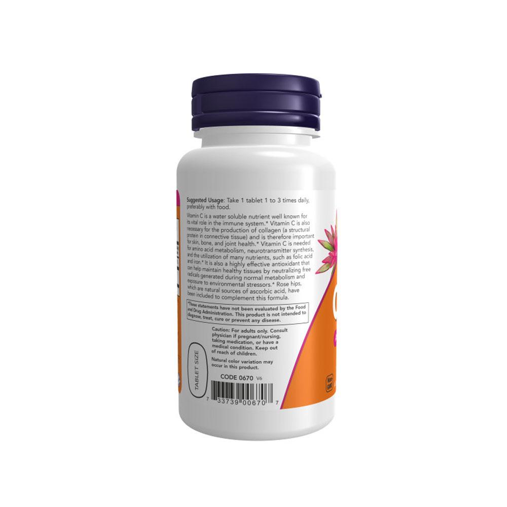NOW FOODS Supplements, Vitamin C-500 with Rose Hips, Antioxidant Protection*, 100 Tablets - Bloom Concept