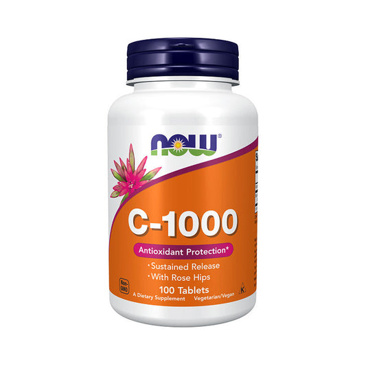 NOW Foods Vitamin C-1,000 with Rose Hips, Sustained Release, Antioxidant Protection, 100 Tablets - Bloom Concept