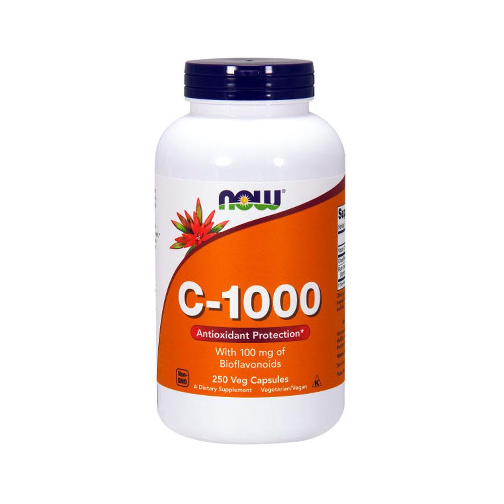 NOW Supplements, Vitamin C-1,000 with 100 mg of Bioflavonoids, Antioxidant Protection*, 250 Veg Capsules - Bloom Concept