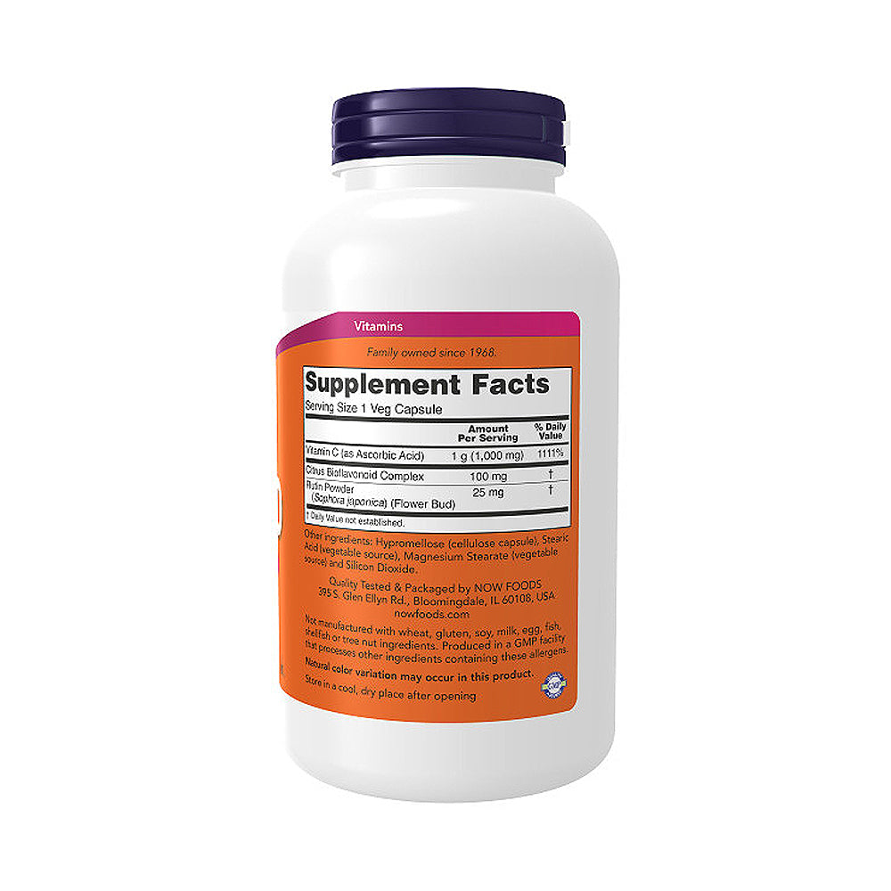 NOW Supplements, Vitamin C-1,000 with 100 mg of Bioflavonoids, Antioxidant Protection*, 250 Veg Capsules - Bloom Concept