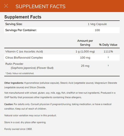 NOW Supplements, Vitamin C-1,000 with 100 mg of Bioflavonoids, Antioxidant Protection*, 250 Veg Capsules Vitamins &amp; Supplements NOW Foods USA