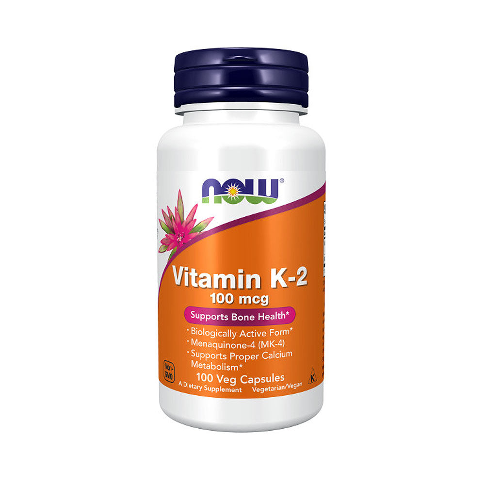NOW Supplements, Vitamin K-2 100 mcg, Menaquinone-4 (MK-4), Supports Bone Health*, 100 Veg Capsules Vitamins &amp; Supplements NOW Foods USA