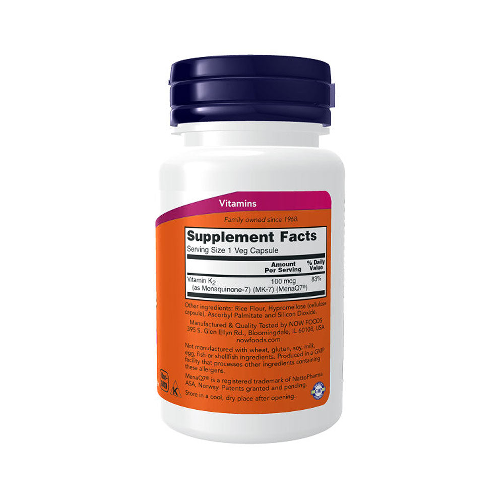 NOW Supplements, MK-7 Vitamin K-2 100 mcg, Cardiovascular Support*, Supports Bone Health*, 60 Veg Capsules - Bloom Concept