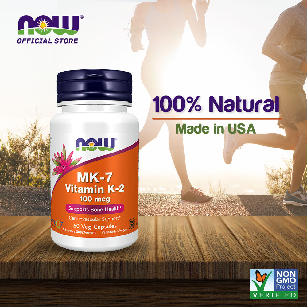 NOW Supplements, MK-7 Vitamin K-2 100 mcg, Cardiovascular Support*, Supports Bone Health*, 60 Veg Capsules - Bloom Concept
