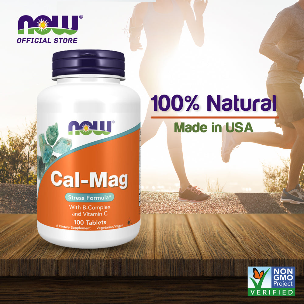 NOW Supplements, Cal-Mag Stress Formula with B-Complex and Vitamin C, 100 Tablets - Bloom Concept