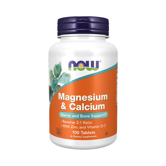 NOW Supplements, Magnesium & Calcium, With Zinc and Vitamin D-3, Nerve and Bone Support*, 100 Tablets - Bloom Concept