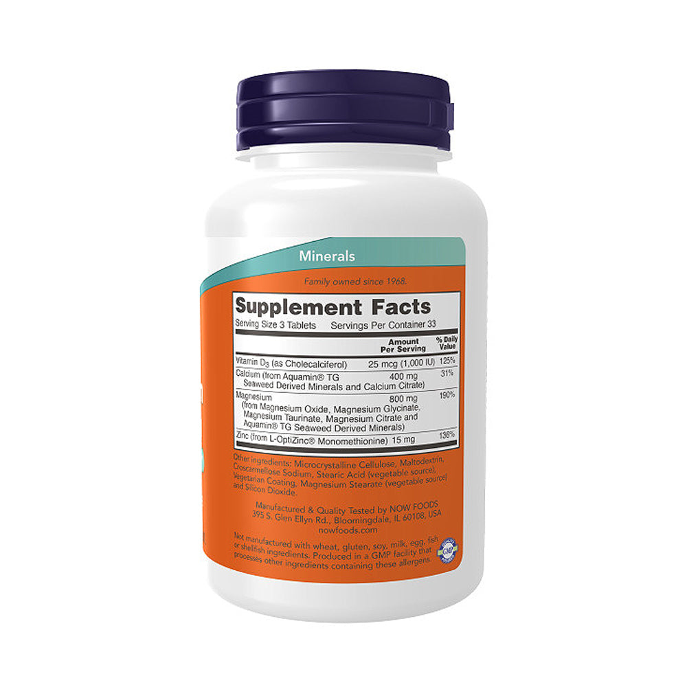 NOW Supplements, Magnesium & Calcium, With Zinc and Vitamin D-3, Nerve and Bone Support*, 100 Tablets - Bloom Concept