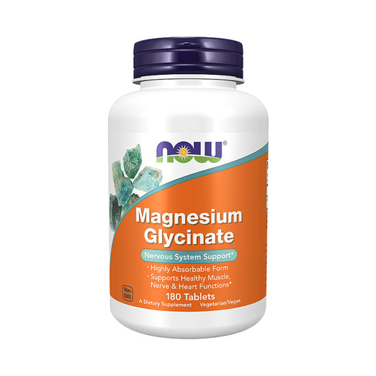 NOW Supplements, Magnesium Glycinate 100 mg, Highly Absorbable Form, 180 Tablets - Bloom Concept