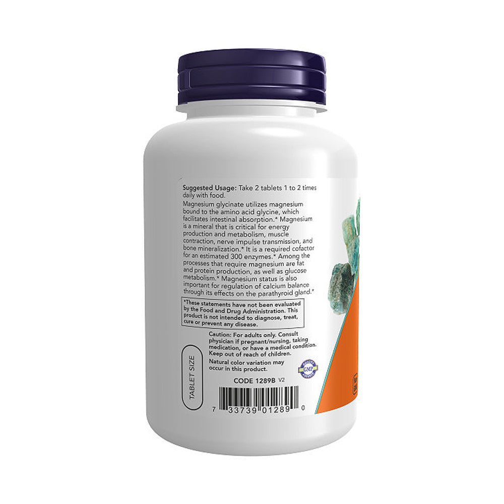 NOW Supplements, Magnesium Glycinate 100 mg, Highly Absorbable Form, 180 Tablets - Bloom Concept