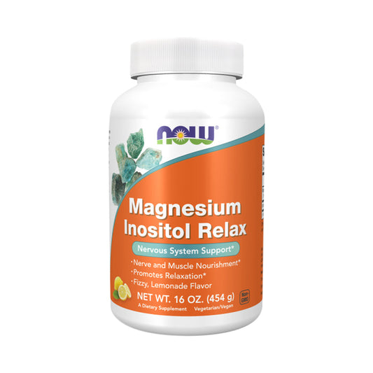 NOW Supplements, Magnesium Inositol Relax, Nervous System Support*, Fizzy Lemonade Flavor, 16-Ounce (454 g) - Bloom Concept