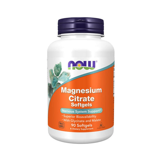 NOW FOODS Supplements, Magnesium Citrate, With Glycinate & Malate, Nervous System Support*, 90 Softgels - Bloom Concept