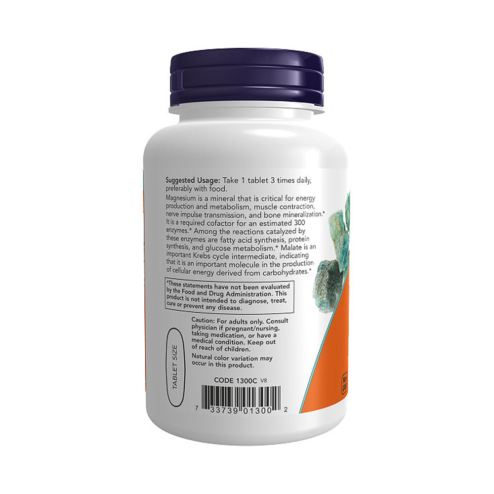 NOW Supplements, Magnesium Malate 1000 mg, Energy Production*, Nervous System Support*, 180 Tablets - Bloom Concept