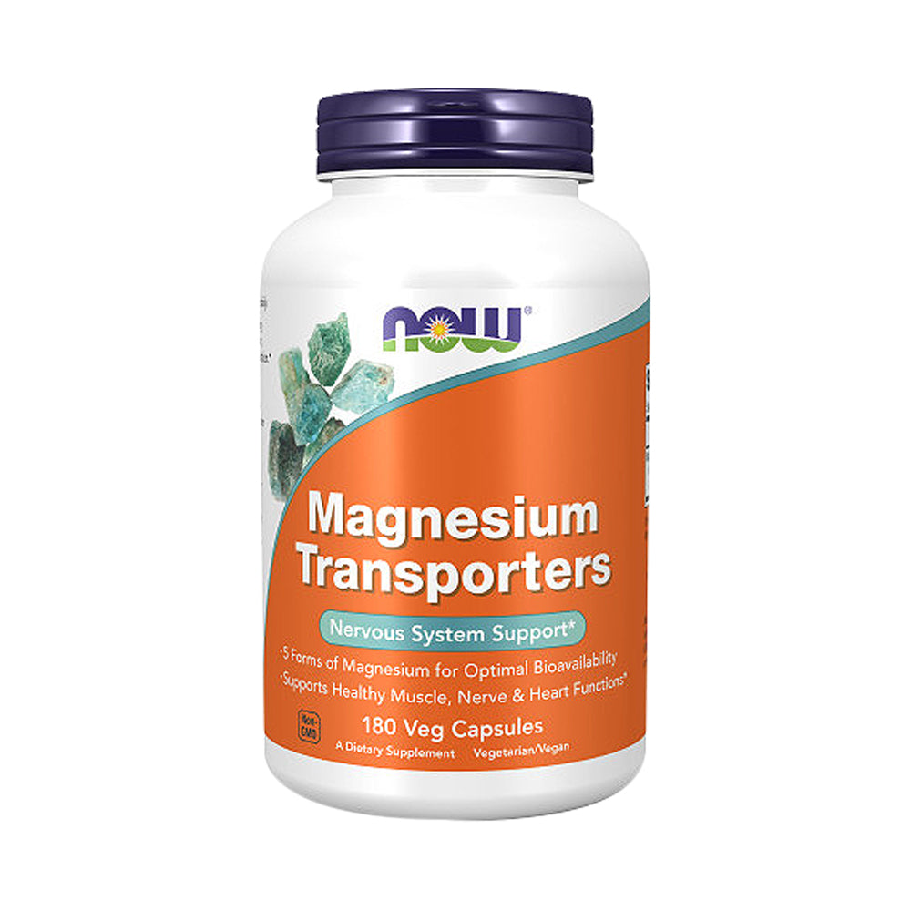NOW Supplements, Magnesium Transporters with 5 Forms of Magnesium for Optimal Bioavailability, 180 Veg Capsules - Bloom Concept